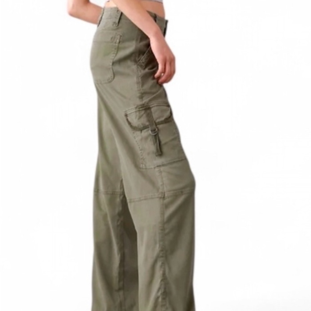 American Eagle AE Green Cargo Wide Leg Pants Stretch 6 - Picture 16 of 16
